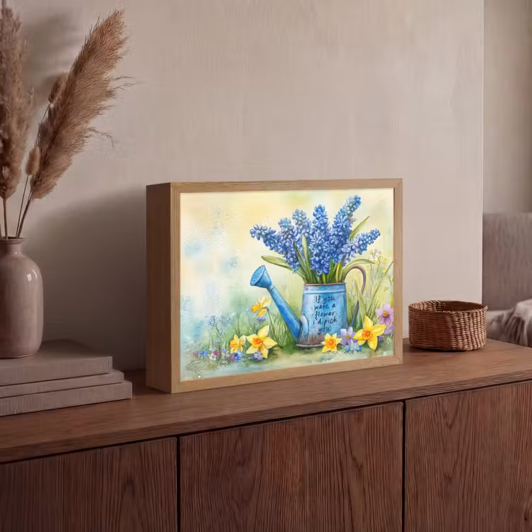 Lavendelbloemen - Quote - Gieter Light Box met batterij (Wandlamp) middel -sfeer2