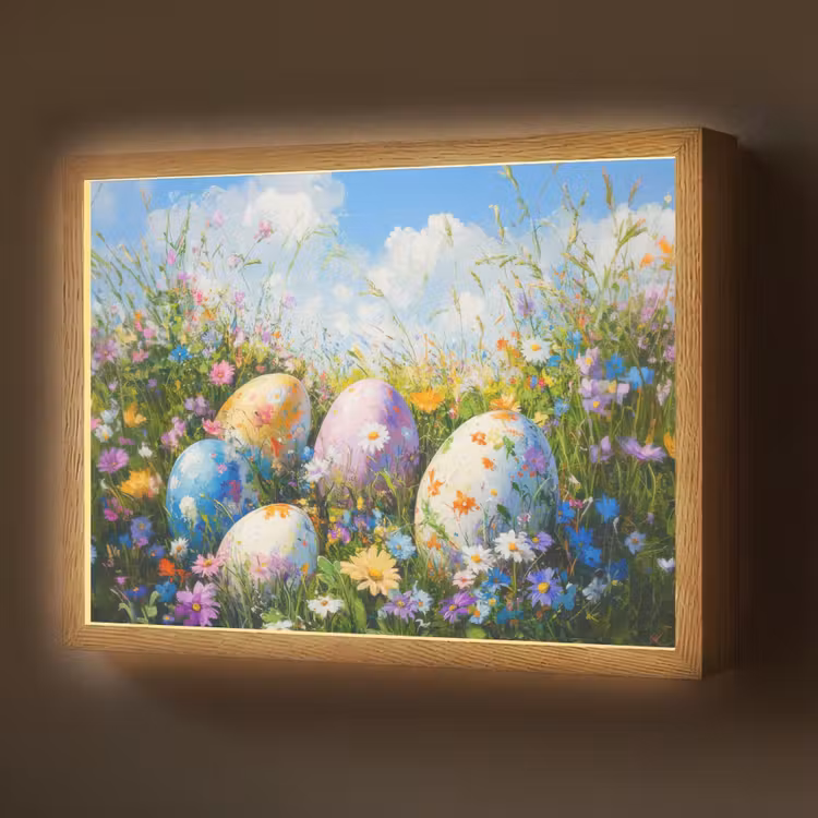 Grasveld - Eieren - Bloemen Light Box met batterij (Wandlamp) middel -z3d_website