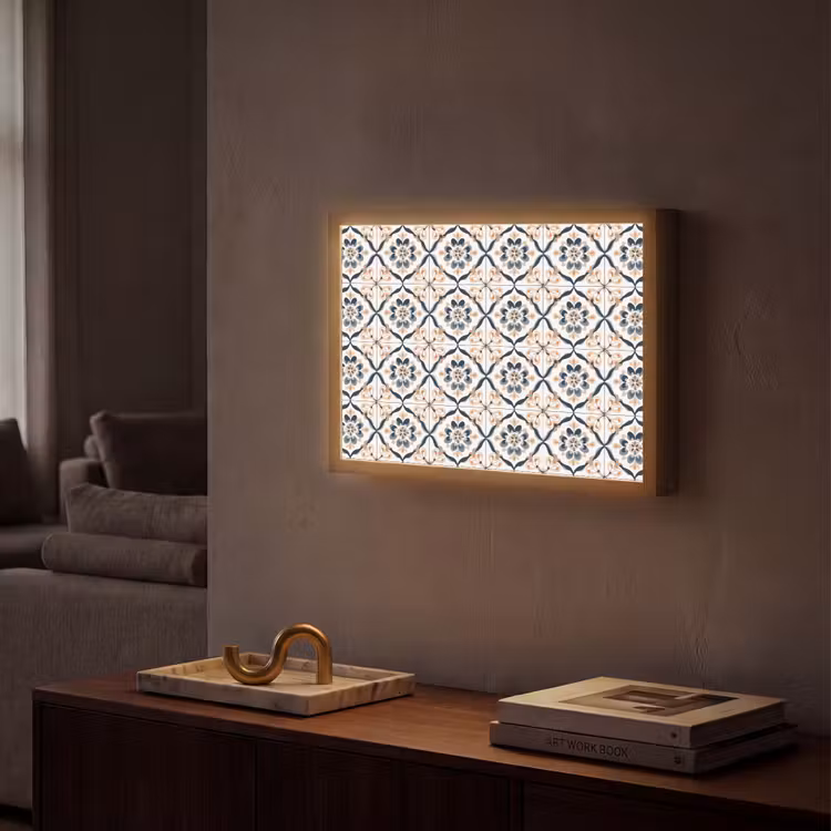 Bladvorm - Patroon - Kleurrijk Light Box met batterij (Wandlamp) middel 907 -sfeer1