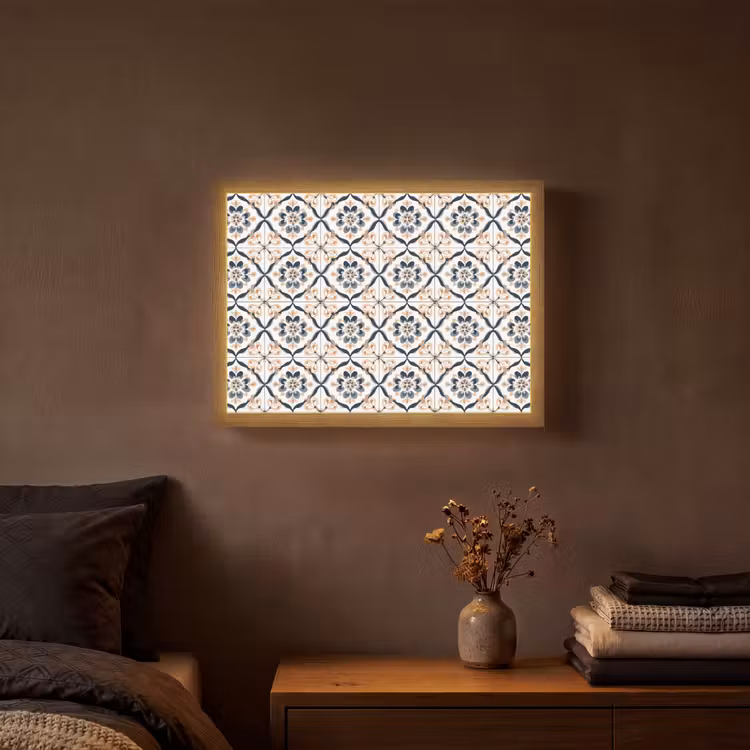 Bladvorm - Patroon - Kleurrijk Light Box met batterij (Wandlamp) middel 907 -sfeer4