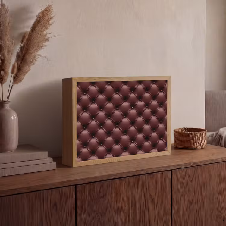 Leer - Patroon - Bordeaux Light Box met batterij (Wandlamp) middel 907 -sfeer2