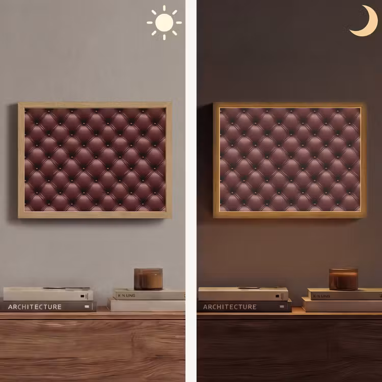 Leer - Patroon - Bordeaux Light Box met batterij (Wandlamp) middel 907 -sfeer3