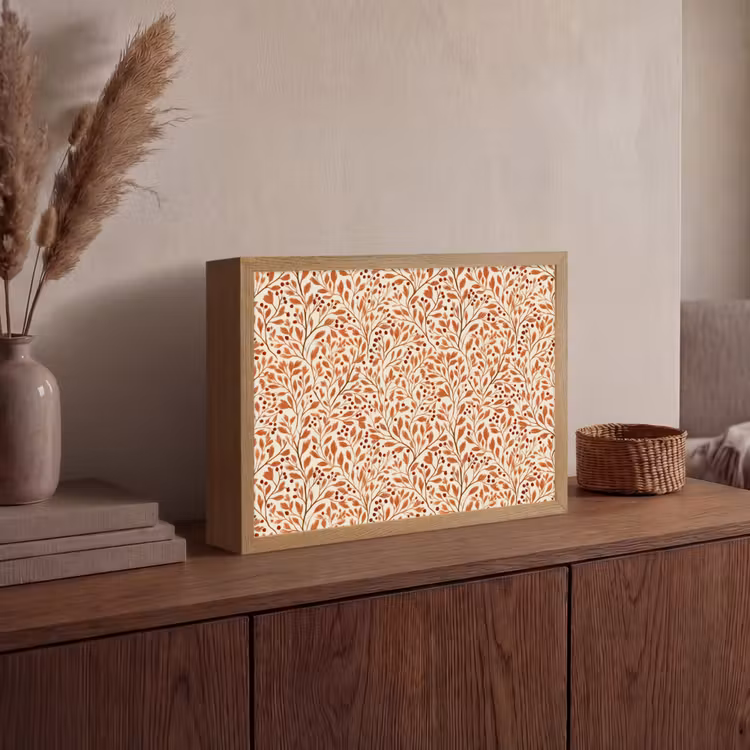Bladeren - Botanisch - Terracotta Light Box met batterij (Wandlamp) middel 907 -sfeer2