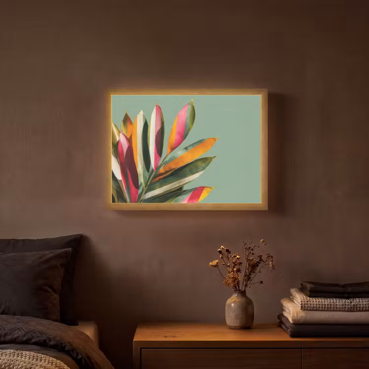 Bladeren - Tak - Kleurrijk Light Box met batterij (Wandlamp) middel -sfeer4