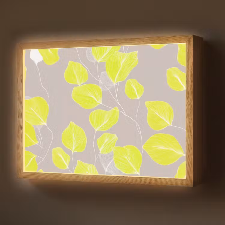 Bladeren - Neon - Geel - Lijnen Light Box met batterij (Wandlamp) middel -z3d_website