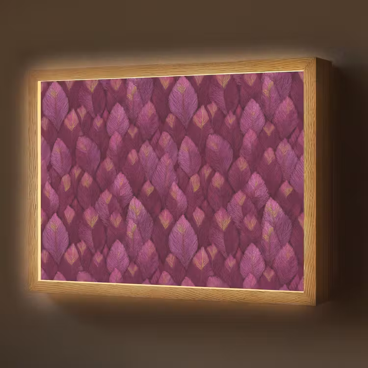 Bladeren - Patroon - Burgundy Light Box met batterij (Wandlamp) middel 907 -z3d_website