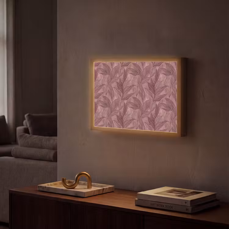 Bladeren - Patroon - Paars Light Box met batterij (Wandlamp) middel 907 -sfeer1