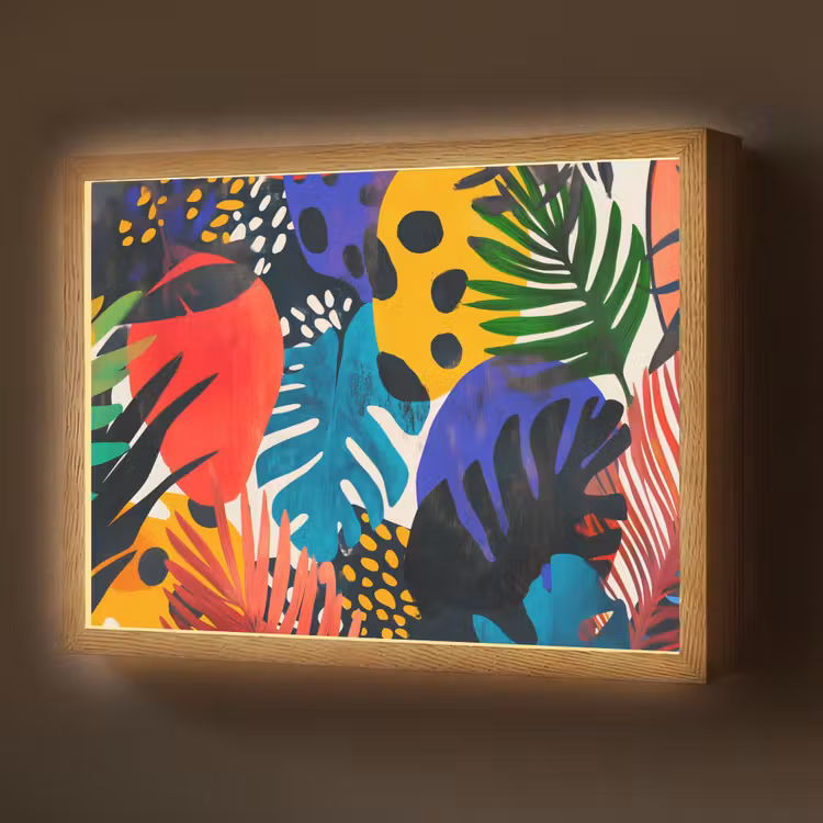 Bladeren - Vormen - Abstract - Kleurrijk Light Box met batterij (Wandlamp) middel -z3d_website