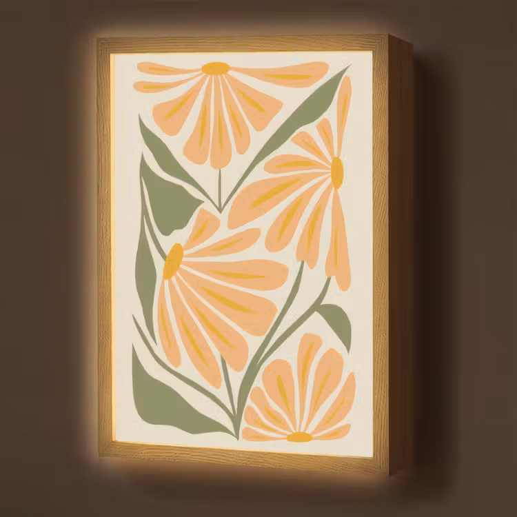 Blaadjes - Zachtoranje - Bloemen Light Box met batterij (Wandlamp) middel -z3d_website