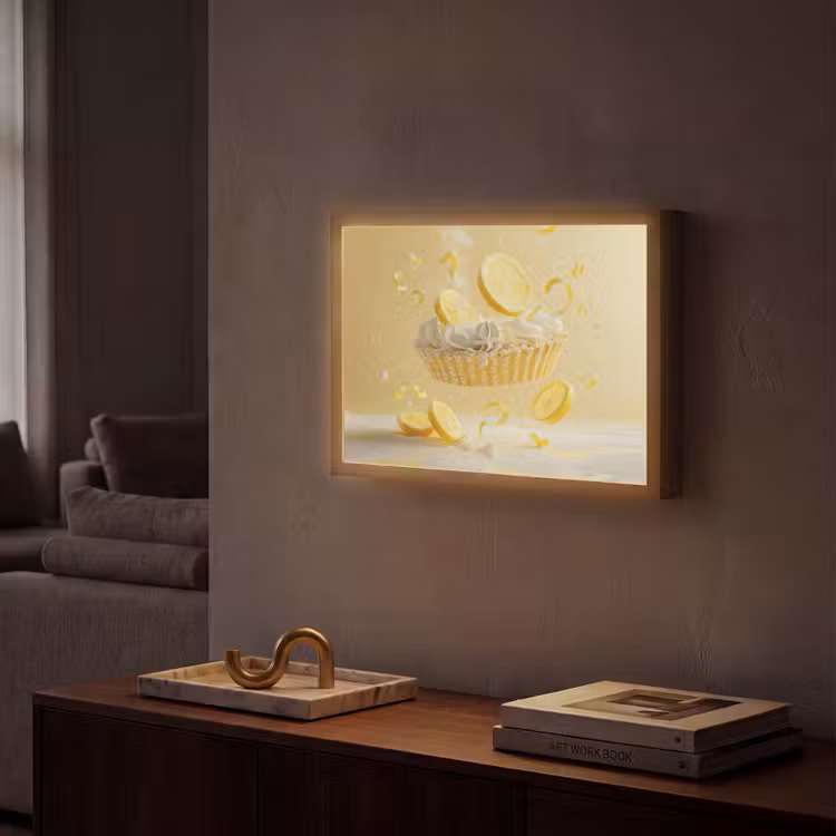 Citroen - Taart - Eten - Geel Light Box met batterij (Wandlamp) middel -sfeer1