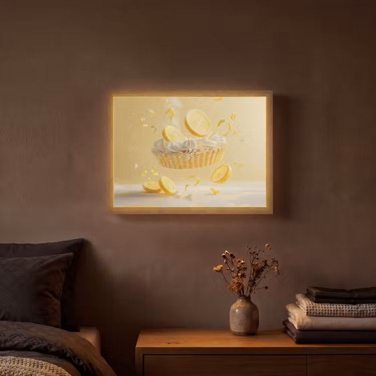 Citroen - Taart - Eten - Geel Light Box met batterij (Wandlamp) middel -sfeer4