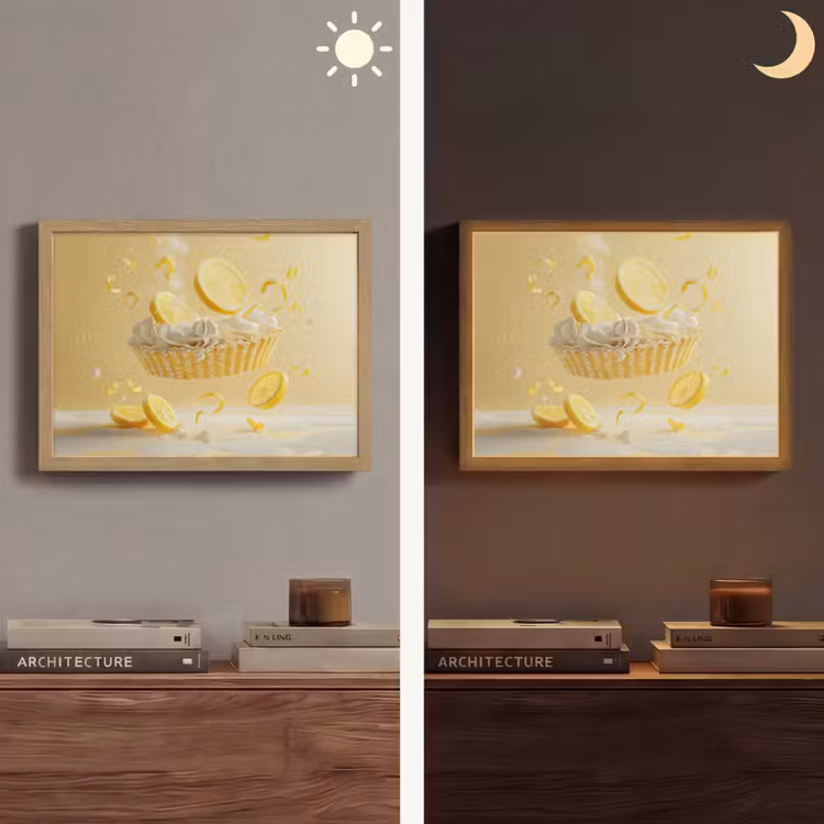 Citroen - Taart - Eten - Geel Light Box met batterij (Wandlamp) middel -sfeer3