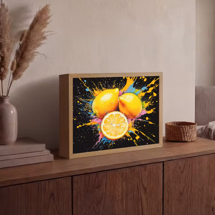 Citroen - Graffiti - Kleurrijk - Verf - Modern Light Box met batterij (Wandlamp) middel -sfeer2
