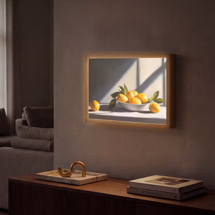 Citroenen - Stilleven - Geel Light Box met batterij (Wandlamp) middel -sfeer1