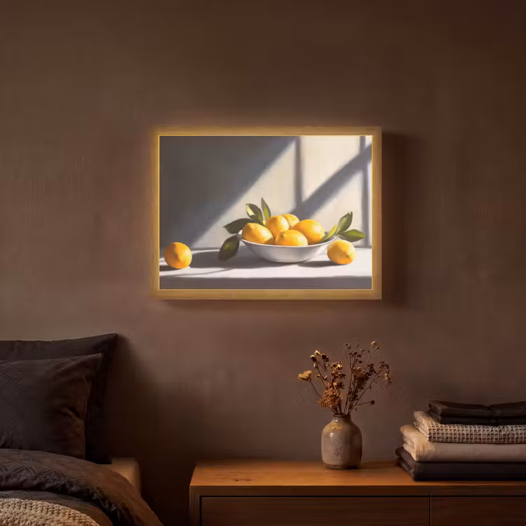Citroenen - Stilleven - Geel Light Box met batterij (Wandlamp) middel -sfeer4