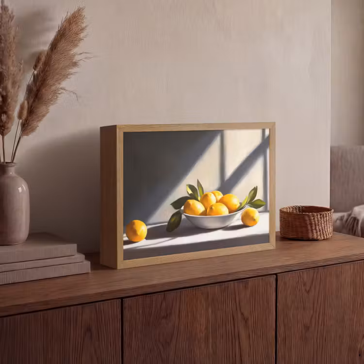 Citroenen - Stilleven - Geel Light Box met batterij (Wandlamp) middel -sfeer2