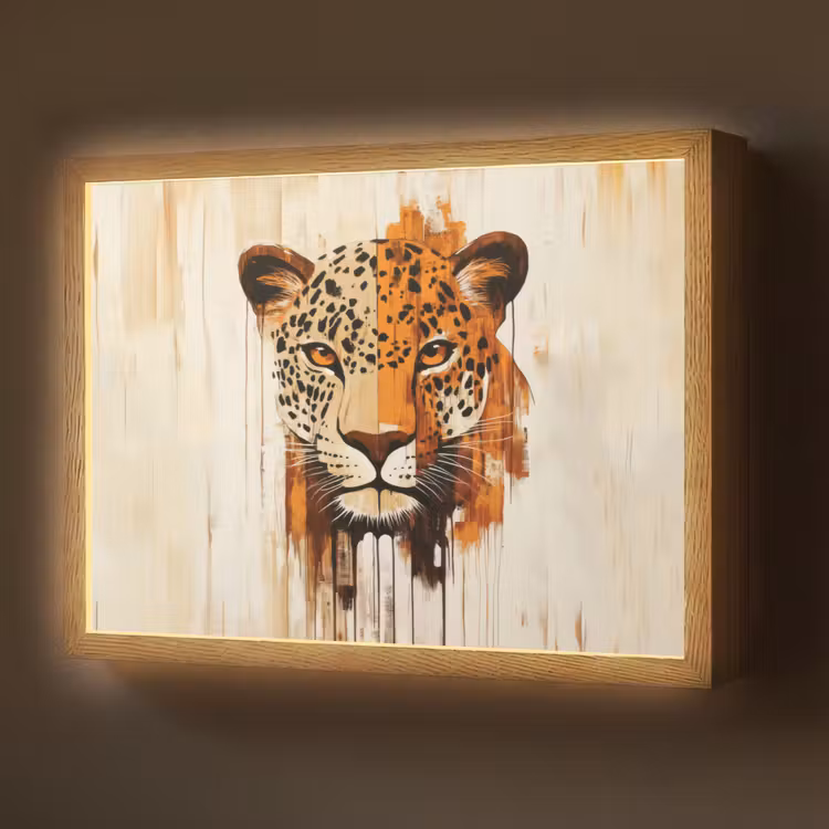 Luipaard - Symmetrisch - Strepen Light Box met batterij (Wandlamp) middel -z3d_website