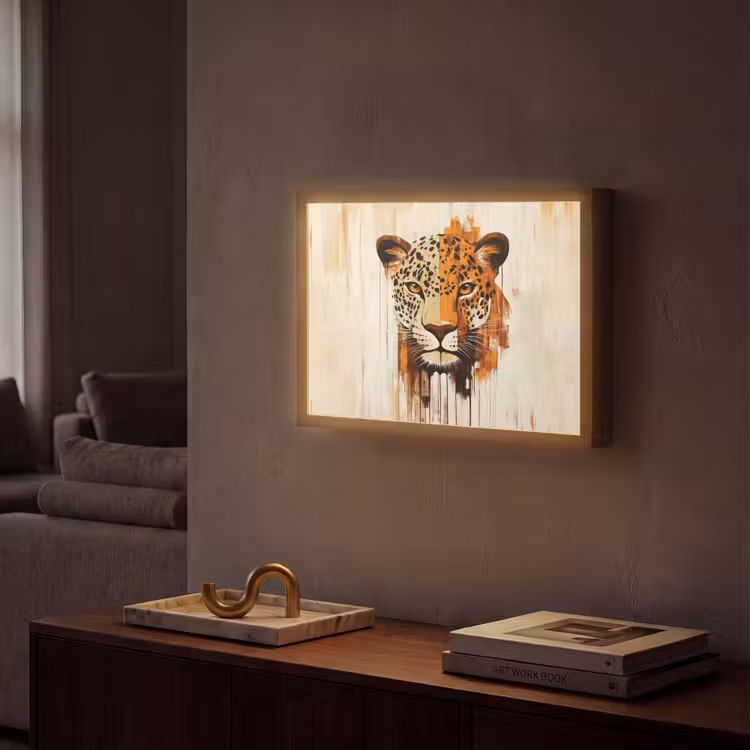 Luipaard - Symmetrisch - Strepen Light Box met batterij (Wandlamp) middel -sfeer1