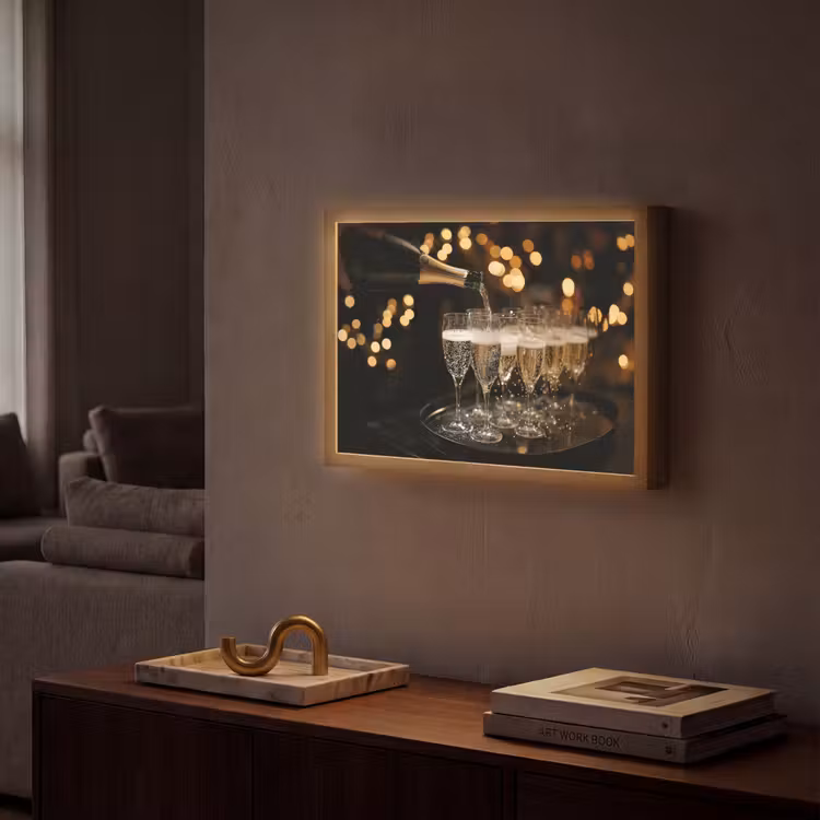 Lichter - Champagner - Gläser Light Box met batterij (Wandlamp) middel -sfeer1