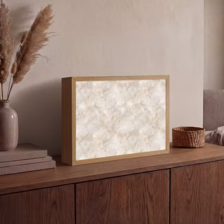 Lichtbeige - Goudbruine Nerven - Marmer Light Box met batterij (Wandlamp) middel 907 -sfeer2