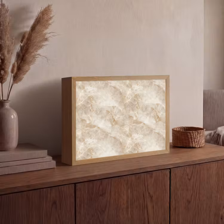 Lichtbeige - Onyx - Subtiel Light Box met batterij (Wandlamp) middel 907 -sfeer2