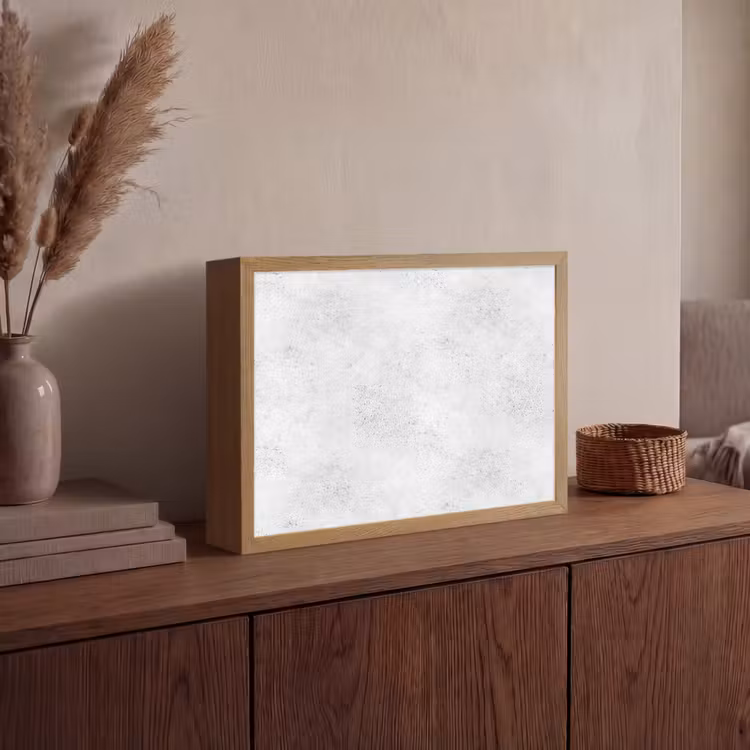 Lichtgrijs - Betonstructuur - Subtiel Light Box met batterij (Wandlamp) middel 907 -sfeer2