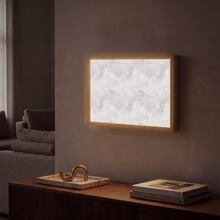 Lichtgrijs - Ruw - Subtiel Light Box met batterij (Wandlamp) middel 907 -sfeer1