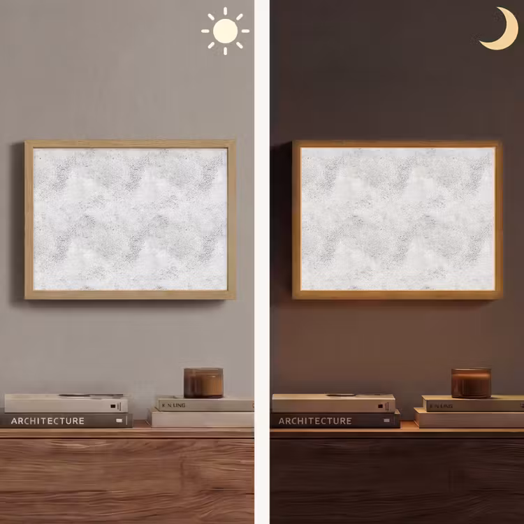 Lichtgrijs - Ruw - Subtiel Light Box met batterij (Wandlamp) middel 907 -sfeer3