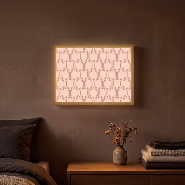 Lichtroze - Patroon - Symmetrisch Light Box met batterij (Wandlamp) middel 907 -sfeer4
