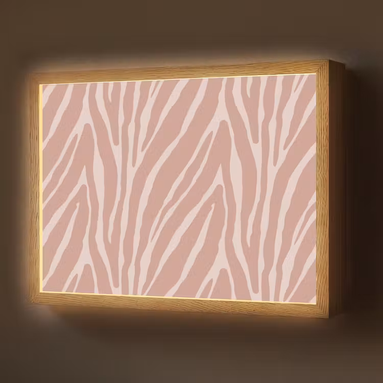 Lichtroze - Zebra - Patroon - Donkerroze Light Box met batterij (Wandlamp) middel 907 -z3d_website