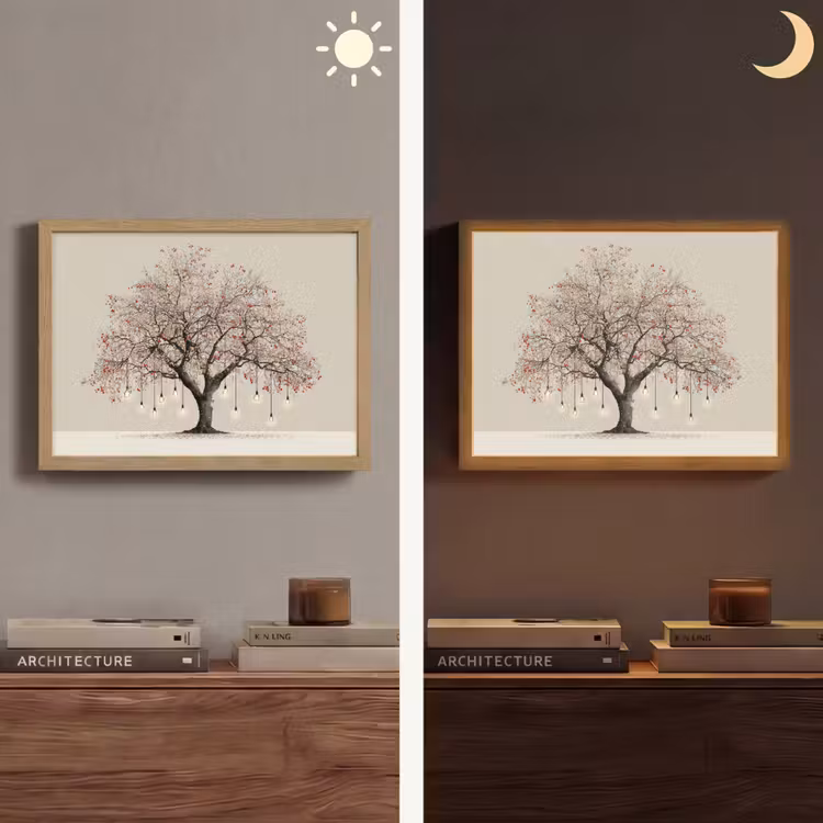 Lichtboom - Winter - Kerst - Meerkleurig Light Box met batterij (Wandlamp) middel -sfeer3