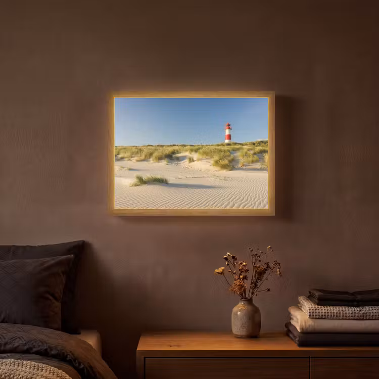 Vuurtoren - Strand - Landschap - Duinen Light Box met batterij (Wandlamp) middel -sfeer4