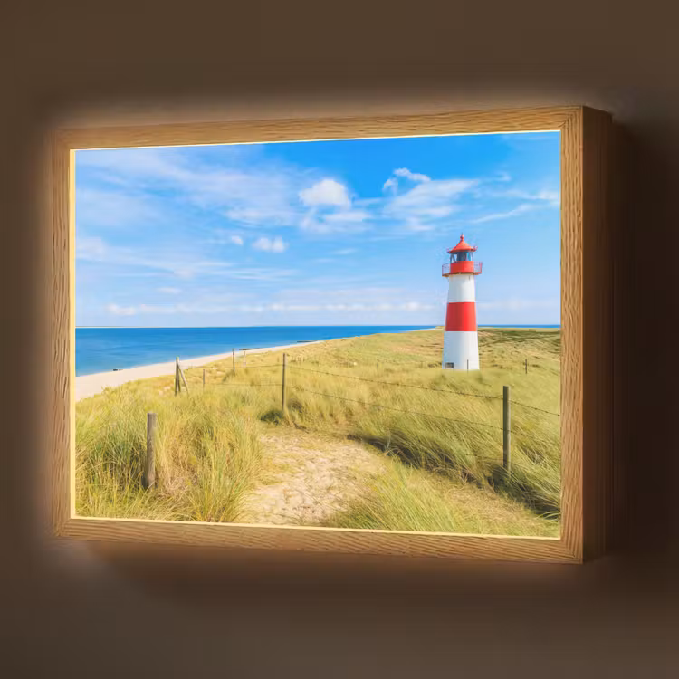 Vuurtoren - Duinen - Strand - Zee - Zomer Light Box met batterij (Wandlamp) middel -z3d_website