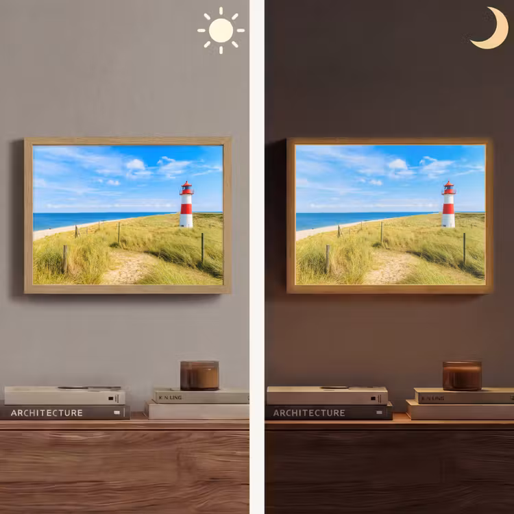 Vuurtoren - Duinen - Strand - Zee - Zomer Light Box met batterij (Wandlamp) middel -sfeer3