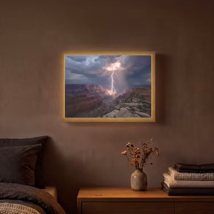 Bliksem - Wolken - Canyon Light Box met batterij (Wandlamp) middel -sfeer4