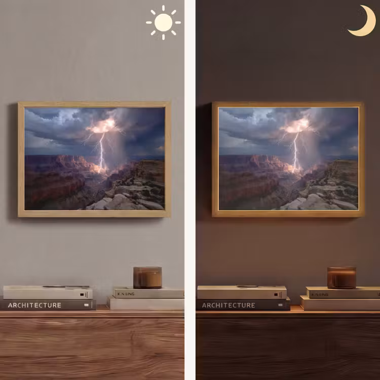Bliksem - Wolken - Canyon Light Box met batterij (Wandlamp) middel -sfeer3