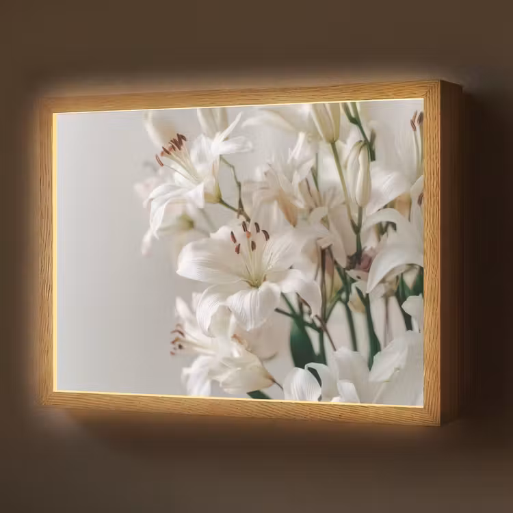 Lelies - Boekte - Wit - Meeldraden Light Box met batterij (Wandlamp) middel -z3d_website