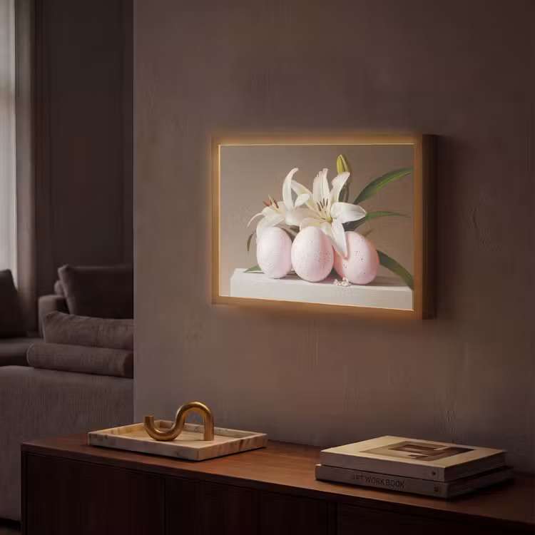 Lelies - Eieren - Pasen Light Box met batterij (Wandlamp) middel -sfeer1
