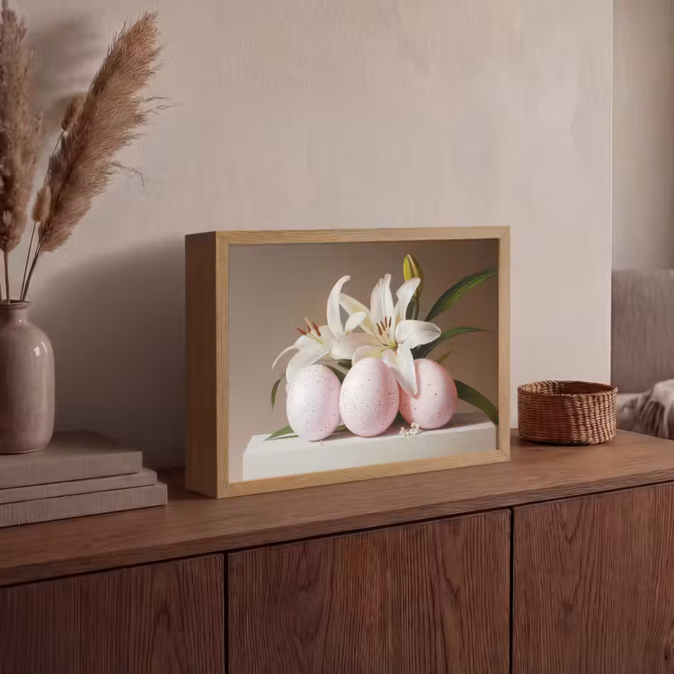 Lelies - Eieren - Pasen Light Box met batterij (Wandlamp) middel -sfeer2