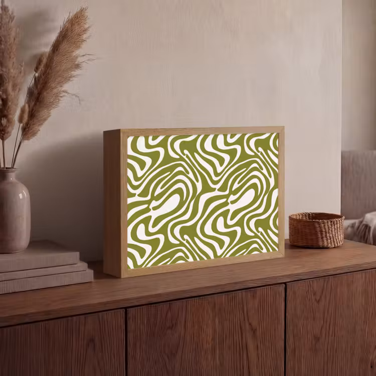 Lijnpatroon - Groen - Organisch Light Box met batterij (Wandlamp) middel 907 -sfeer2