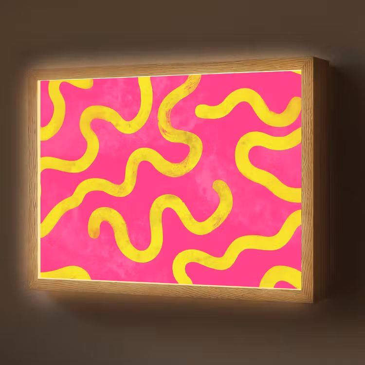 Lijn - Geel - Abstract Light Box met batterij (Wandlamp) middel -z3d_website