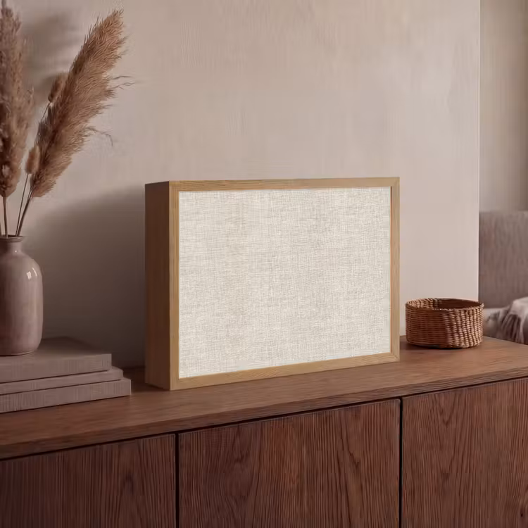 Linnen - Textuur - Beige Light Box met batterij (Wandlamp) middel 907 -sfeer2