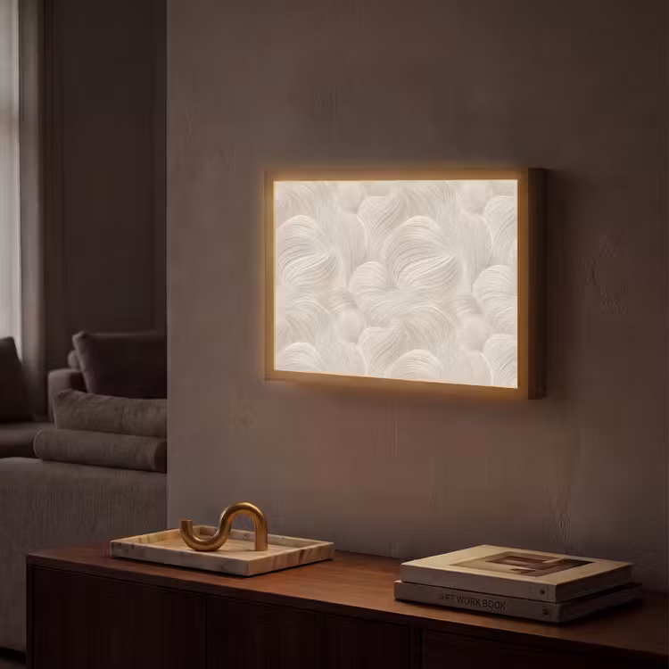 Lijnen - Waaier - Beige Light Box met batterij (Wandlamp) middel 907 -sfeer1