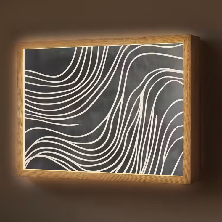 Lijnen - Patroon - Abstract - Wit Light Box met batterij (Wandlamp) middel -z3d_website