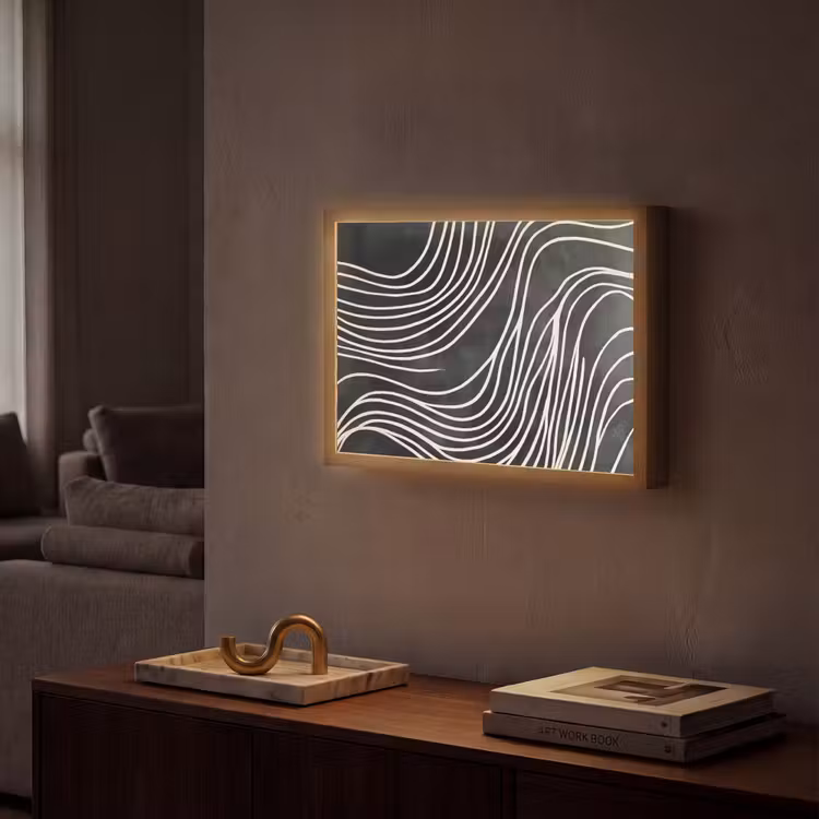 Lijnen - Patroon - Abstract - Wit Light Box met batterij (Wandlamp) middel -sfeer1