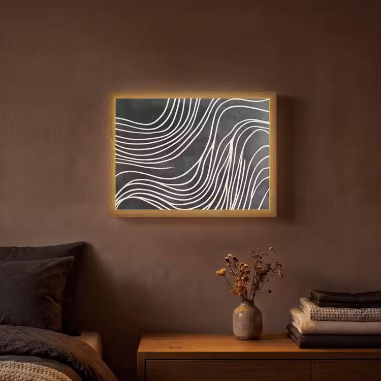Lijnen - Patroon - Abstract - Wit Light Box met batterij (Wandlamp) middel -sfeer4
