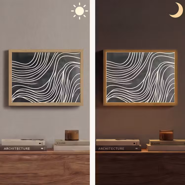 Lijnen - Patroon - Abstract - Wit Light Box met batterij (Wandlamp) middel -sfeer3