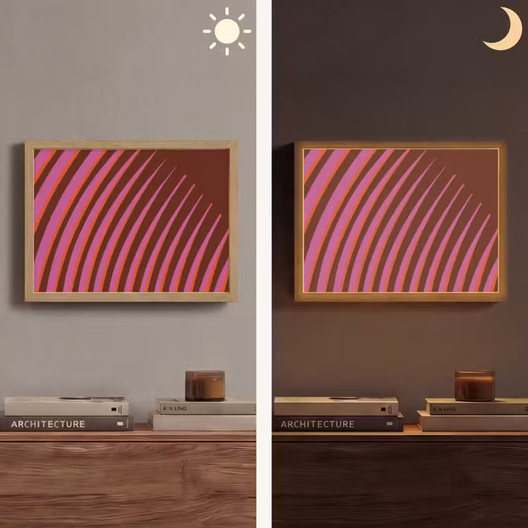 Lijnen - Rood - Beweging Light Box met batterij (Wandlamp) middel -sfeer3