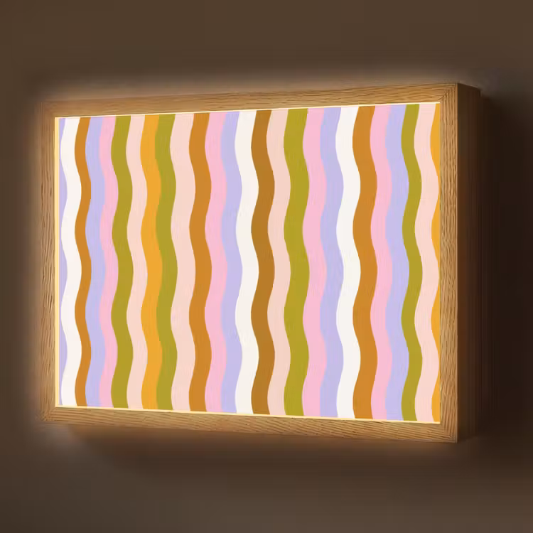 lijnen - Golven - Pastelkleuren - Patroon Light Box met batterij (Wandlamp) middel -z3d_website
