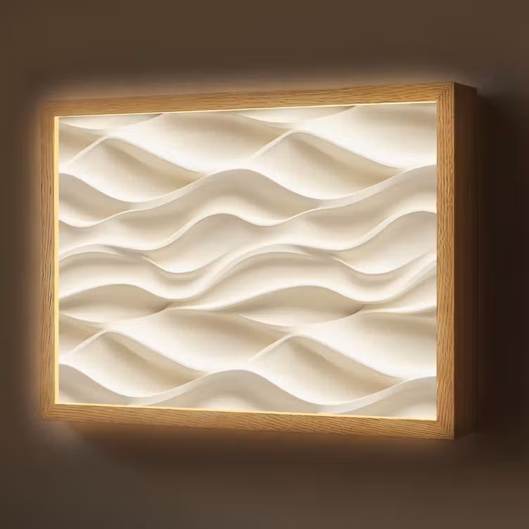 Lijnen - Golvend - Crème Light Box met batterij (Wandlamp) middel 907 -z3d_website